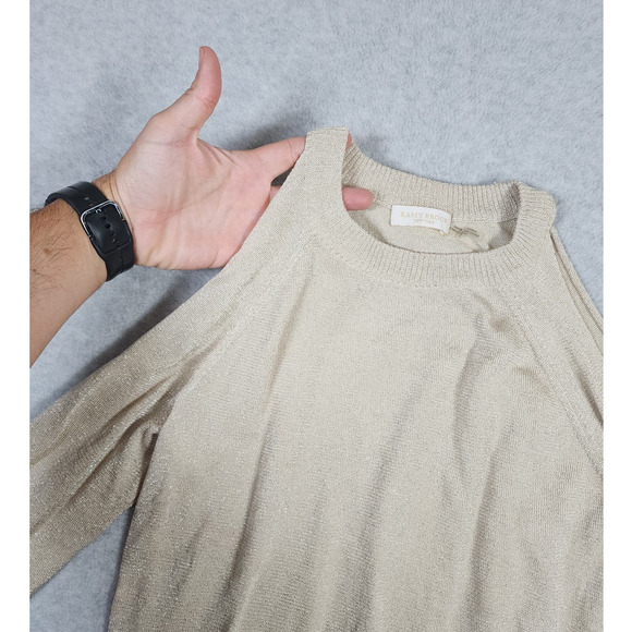 Ramy Brook Women's Metallic Gold Sparkly Cold Shoulder Long Sleeve Top Size‎ XS - Picture 5 of 11